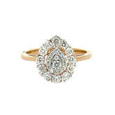 18k Yellow Gold and Diamond Pear Shaped Fancy Ring in size 5.5 and total gold weight of 3.14g
